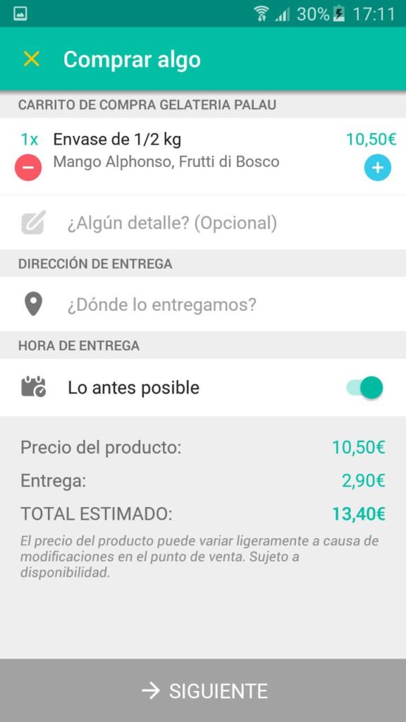 pagar el helado a traves de la app